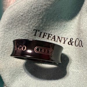 Tiffany & Co. Titanium 1837 Black Concave Ring Size 8 1/2